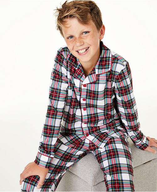 Matching Kids Stewart Plaid Pajama Set, Created For Macy's | Macys (US)