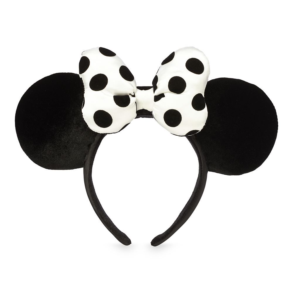 Minnie Mouse Ear Headband with Bow – Black & White Polka Dot | Disney Store