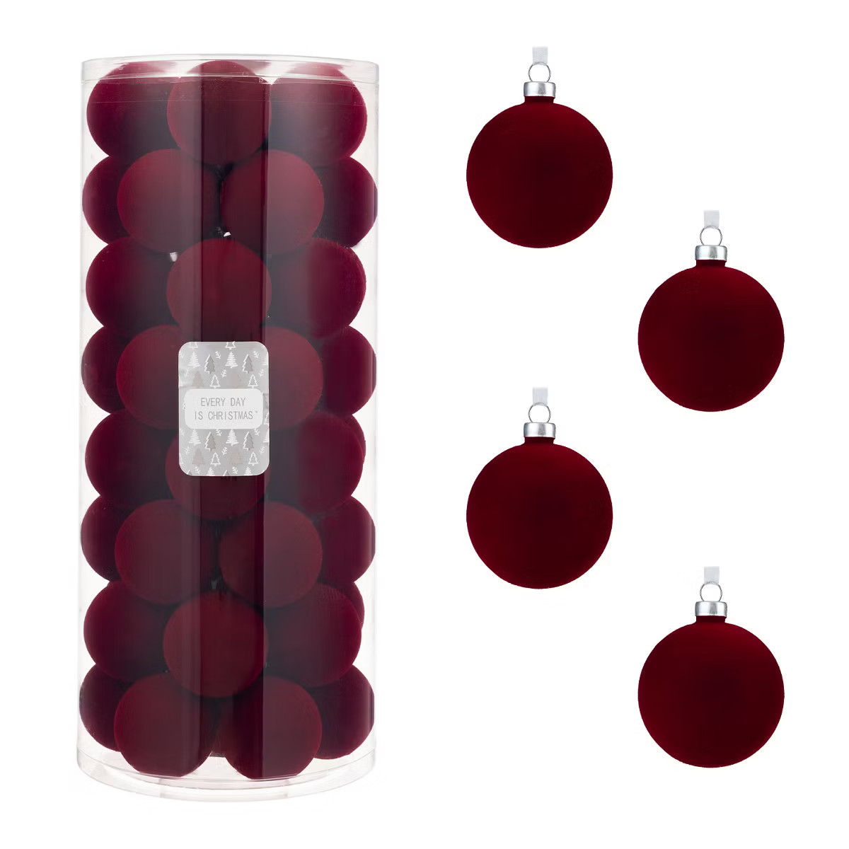Every Day is Christmas Velvet 50ct 57cm/2.24" Christmas Ornaments, Shatterproof Christmas Tree Or... | Target