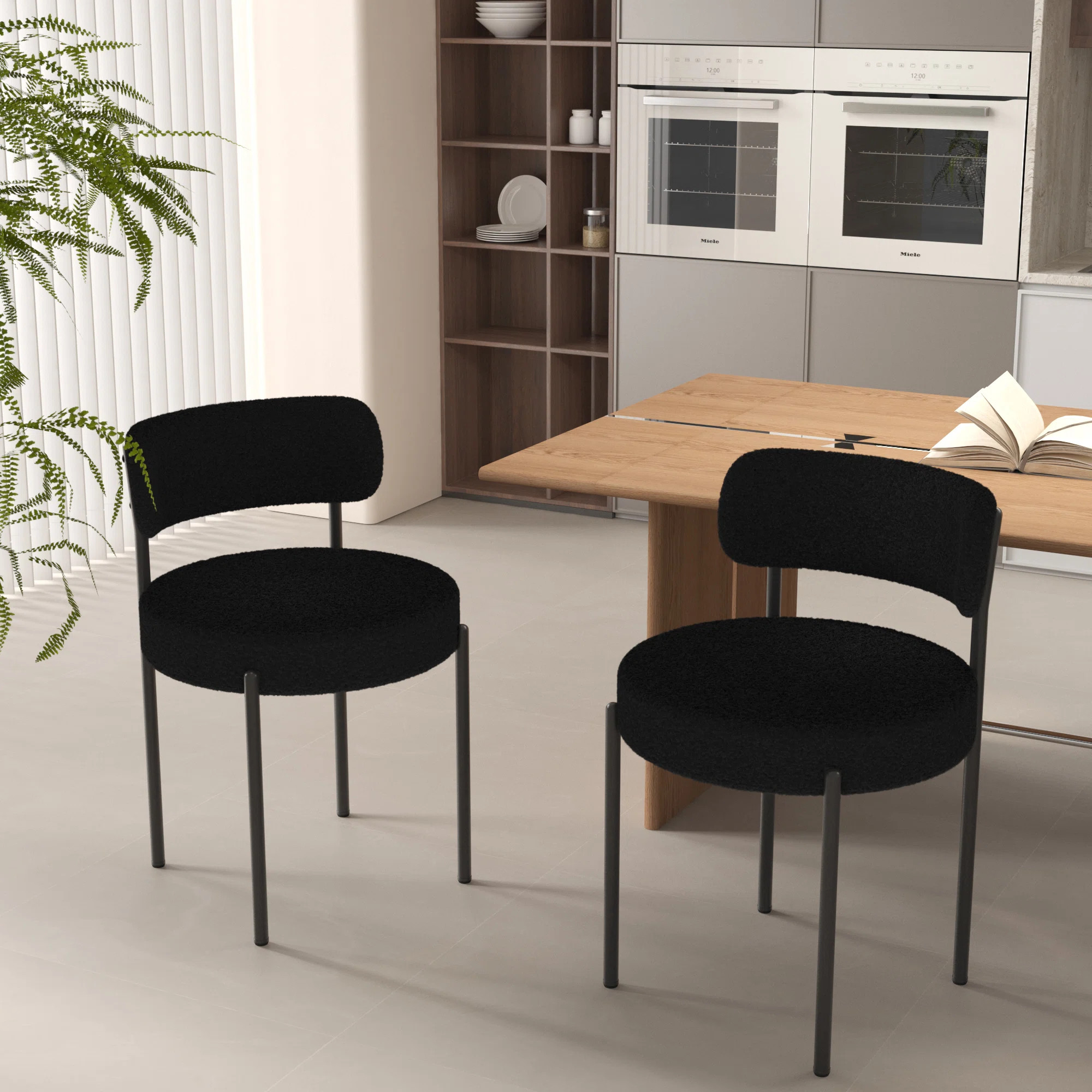 Boucle Upholstered Dining Chair With Back (Set of 2) | Wayfair North America