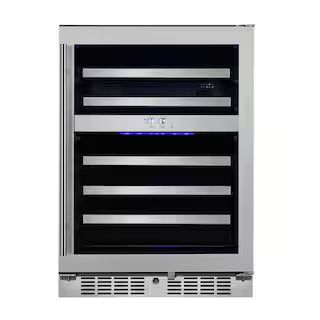 Transcend 24 in. 46-Bottle Seamless Stainless Steel Single Door Dual Zone Built-In Wine Cooler | The Home Depot