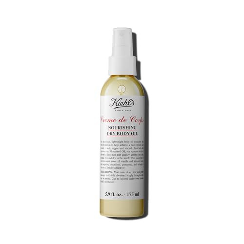 Kiehl's Creme de Corps Nourishing Dry Body Oil, Lightweight Body Oil Spray for Soft & Smooth Skin, with Squalane & Grape Seed Oil, Absorbs Quickly, Residue-free, Vanilla & Almond Scent - 5.9 fl oz | Amazon (US)