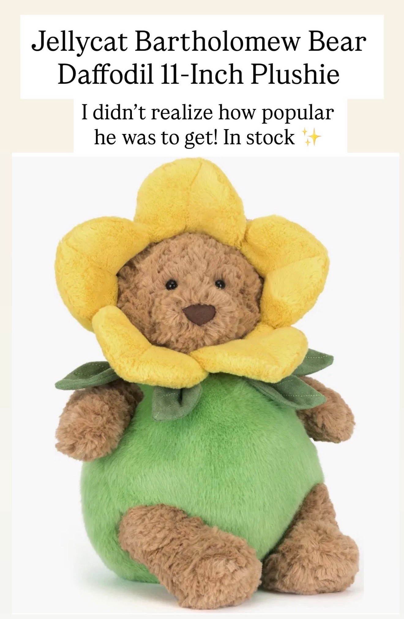 These cute jellycat daffodil bears are available!! So popular for spring!! 

#LTKKids