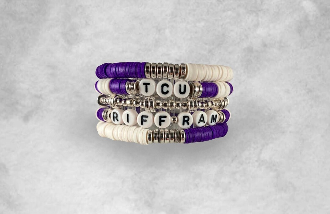 Texas Christian University Bracelet Stack Riff Ram Bracelet Stack TCU Horned Frogs Custom Heishi ... | Etsy (US)