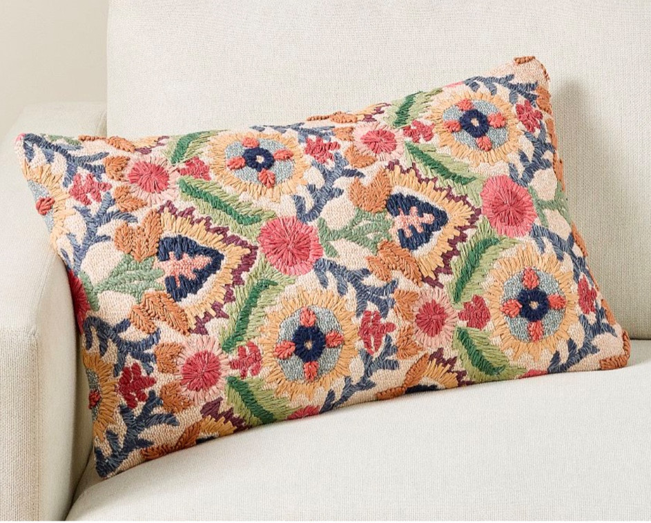 Eliana Embroidered Lumbar Pillow

Nostalgia meets modern in this bold, all-over floral. Crafted with intricate crewel embroidery, it weaves together heavy yarns and raffia for a statement in color and texture. The vintage charm is perfect for dressing up sofas, chairs, or beds.

#LTKGiftGuide #LTKHome #LTKStyleTip