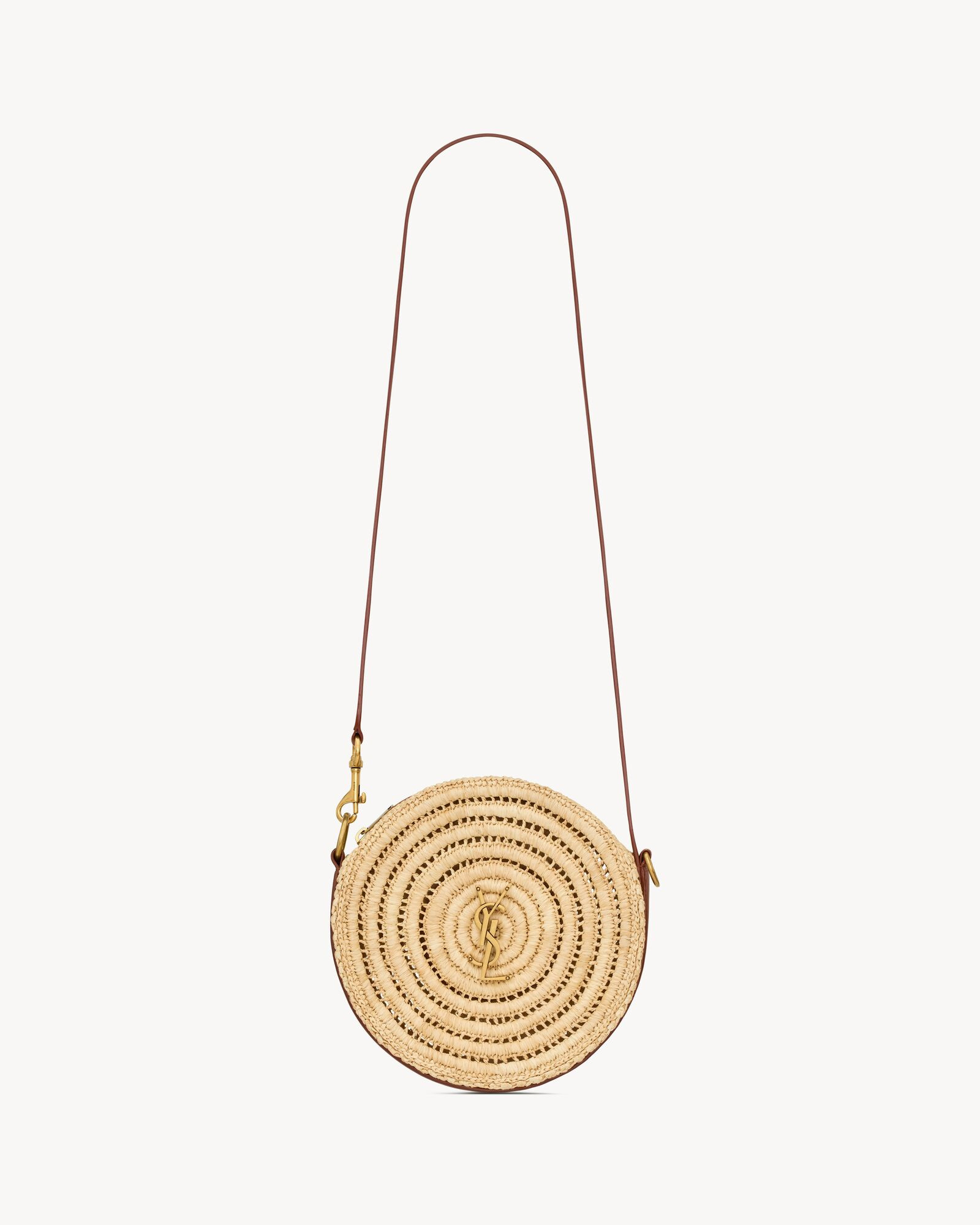 round bag in raffia and vegetable-tanned leather | Saint Laurent Inc. (Global)