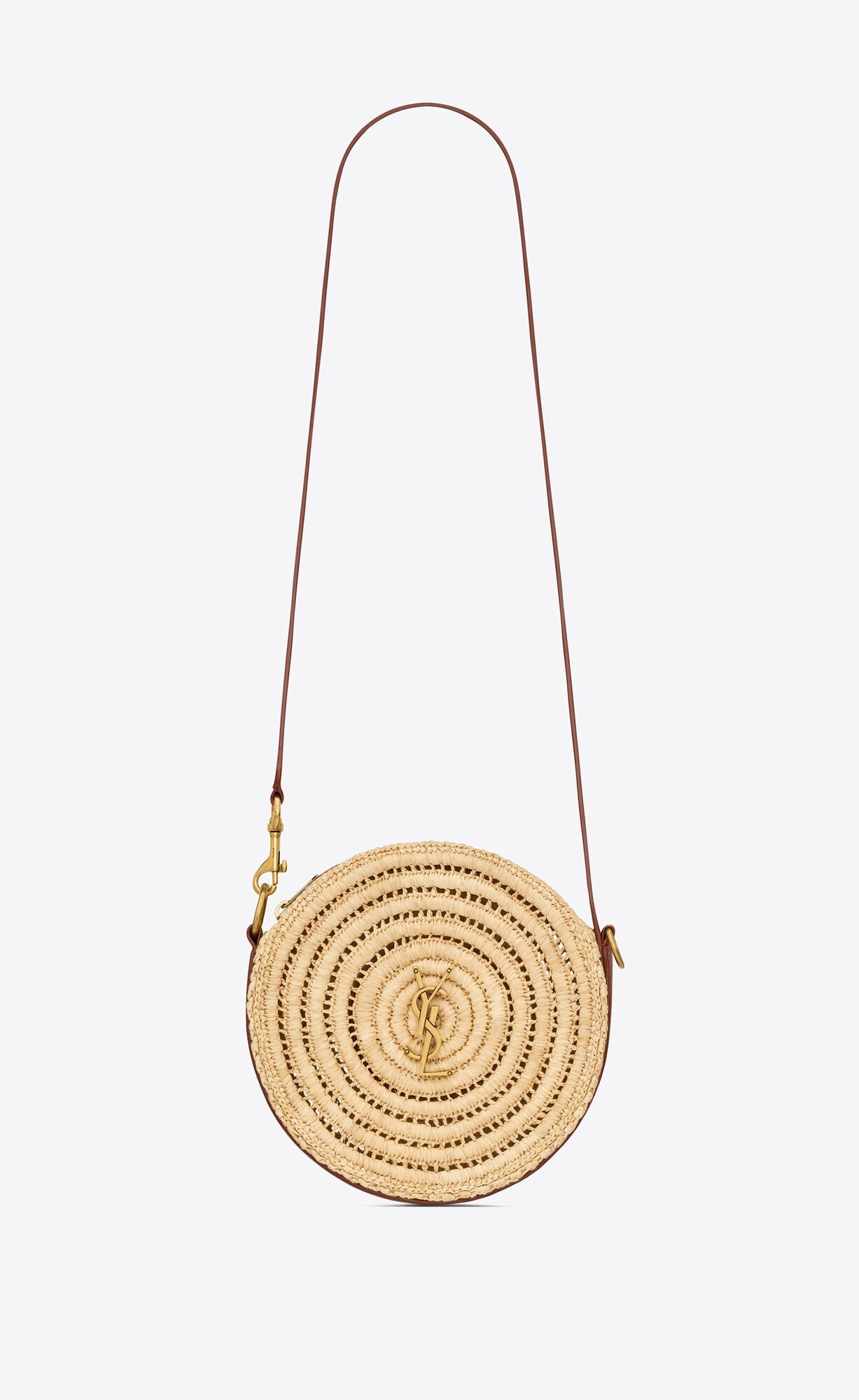 round bag in raffia and vegetable-tanned leather | Saint Laurent Inc. (Global)