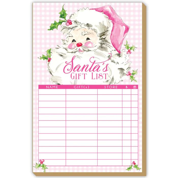 Santa's Gift List Pink Santa Luxe Large Pad | Rosanne Beck Collections
