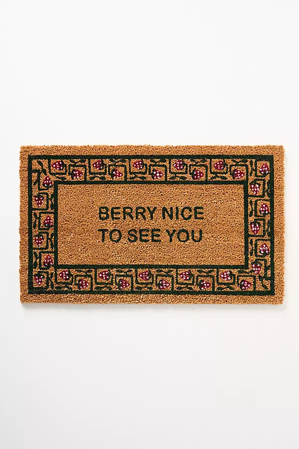 Strawberry Border Coir Printed Doormat | Anthropologie (US)
