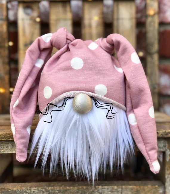 Pink Polka Dot Bunny Gnome | Etsy (US)