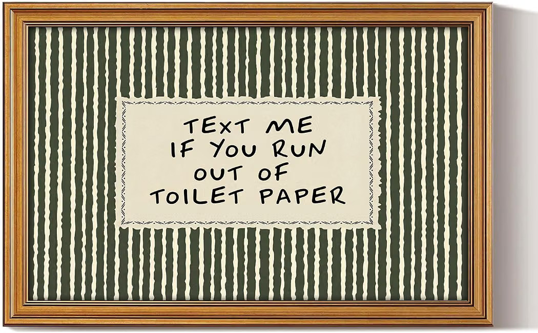 Gold Framed Wall Art, Funny Bathroom Canvas Prints, Text Me If You Run Out Of Toilet Paper Pictur... | Amazon (US)