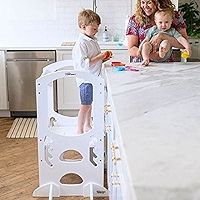 Little Partners Kids Learning Tower Child Kitchen Stool Helper Adjustable Height Step Stool, Wooden  | Amazon (US)