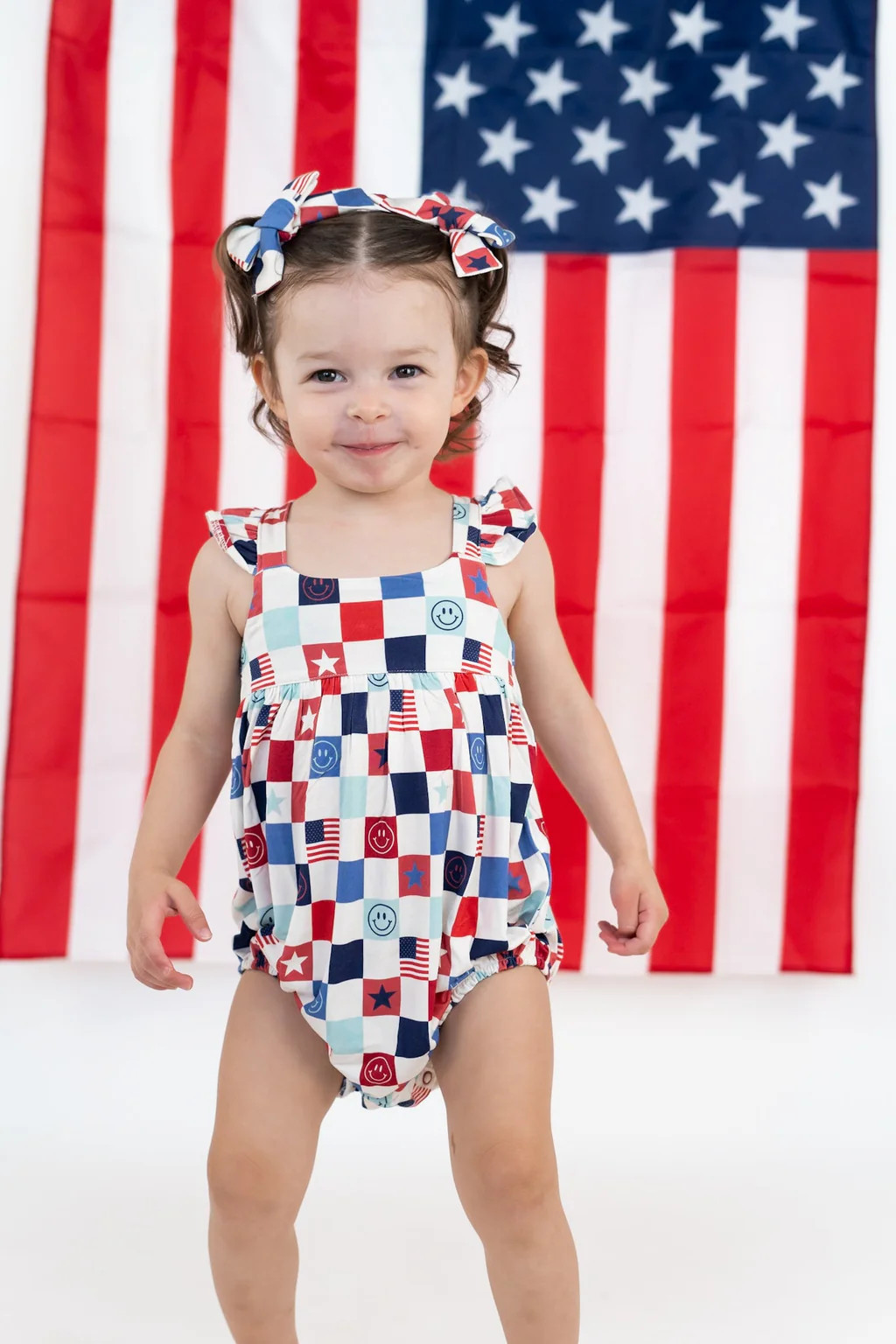 HOME OF THE FREE CHECKERS DREAM BUBBLE ROMPER | Dream Big Little Co.