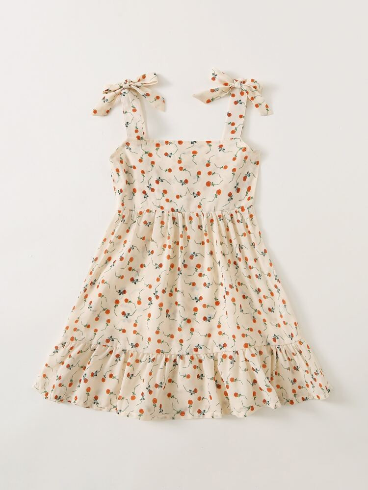 Toddler Girls 1pc Ditsy Floral Ruffle Hem Bow Cami Dress | SHEIN
