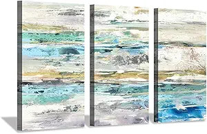 Hardy Gallery Abstract Seascape Coastal Artwork: Sea Silver Foil Print on Canvas for Wall Decor | Amazon (US)