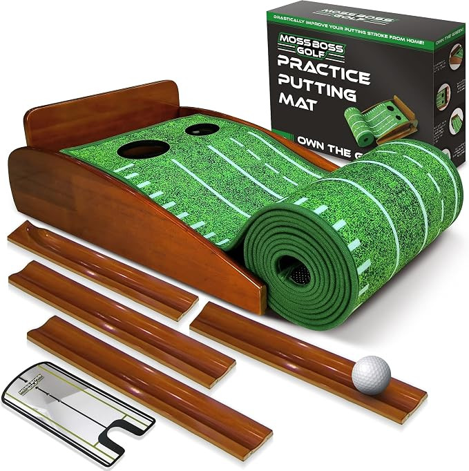Practice Putting Mat with Automatic Ball Return Track & Putting Mirror - Indoor Golf Practice Mat... | Amazon (US)