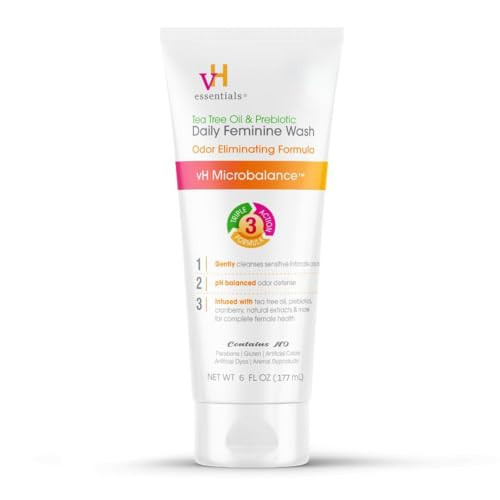 vH essentials, Ph Balanced Daily Feminine Wash, Tea Tree Oil & Prebiotic, 6, Fl Oz, (Pack Of 1) 54306 Clear | Amazon (US)