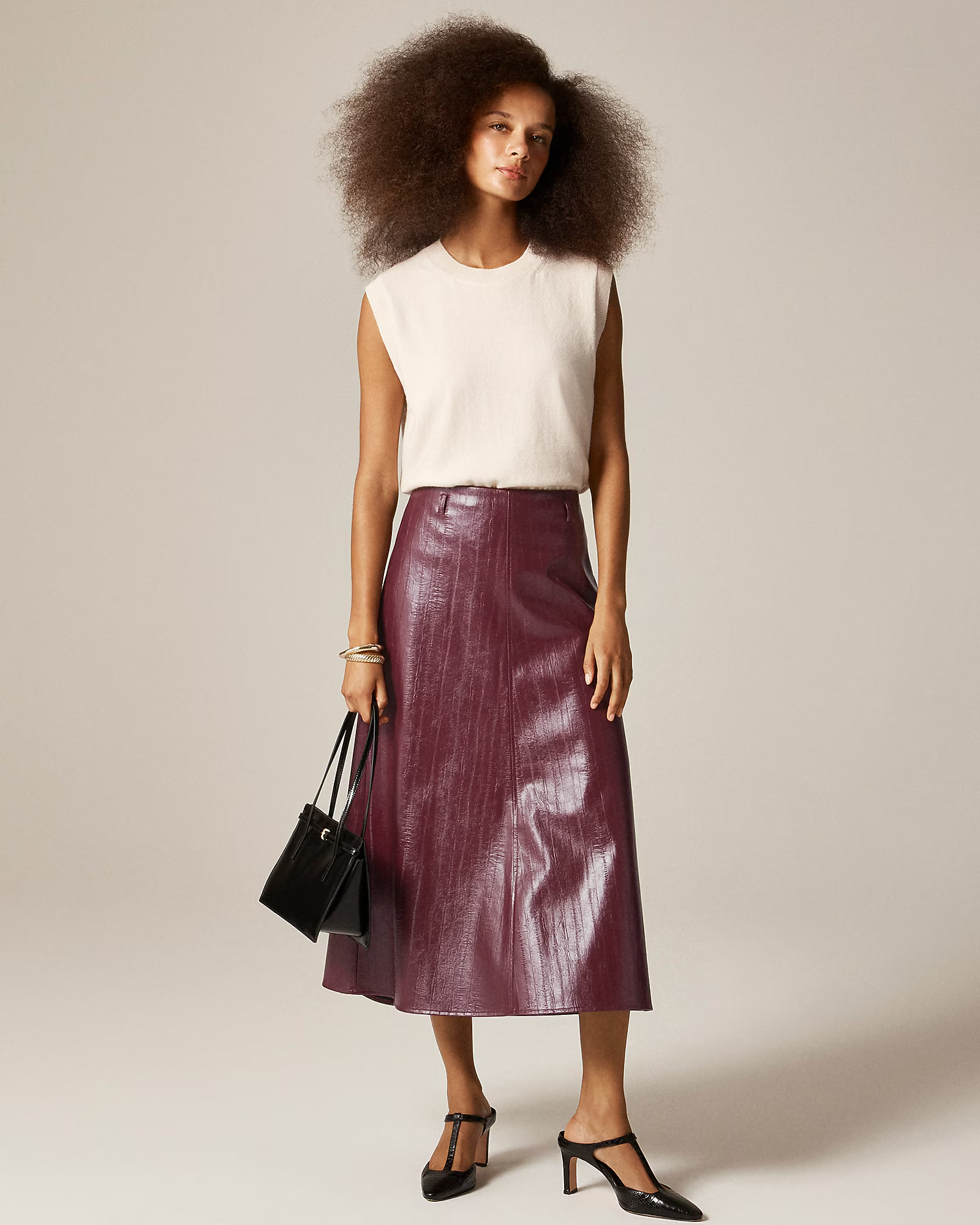Collection A-line skirt in faux eel-skin leather | J. Crew US