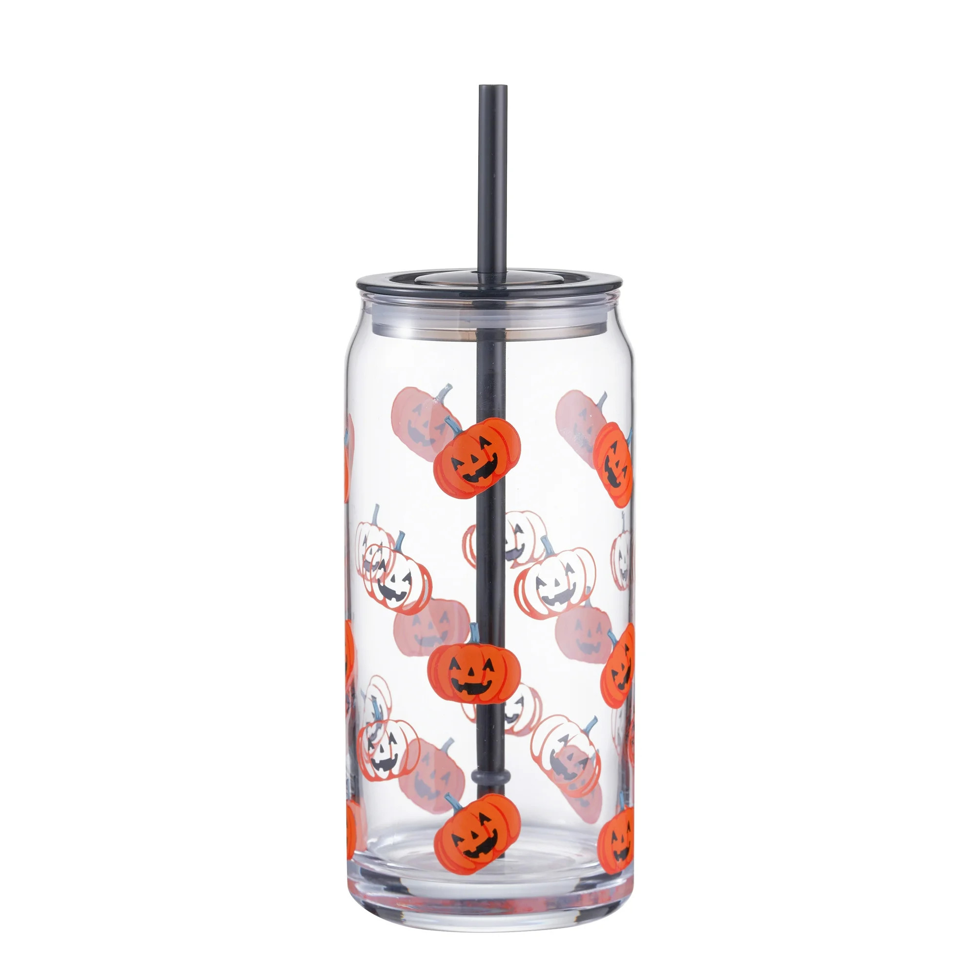 Way to Celebrate Glass 20oz Can Sipper Halloween Pumpkin - Walmart.com | Walmart (US)