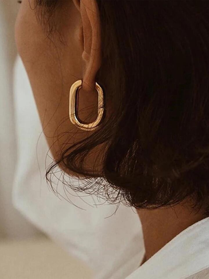 Fashion Vintage Women Exquisite Statement Geometric Gold Color Square Earrings | SHEIN