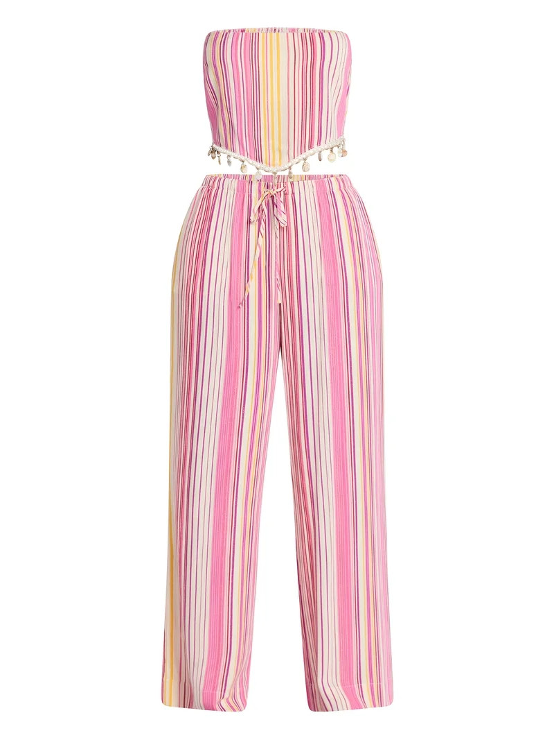No Boundaries Scarf Top and Beach Pants Set, 2-Piece, Women's XXS-XXL - Walmart.com | Walmart (US)