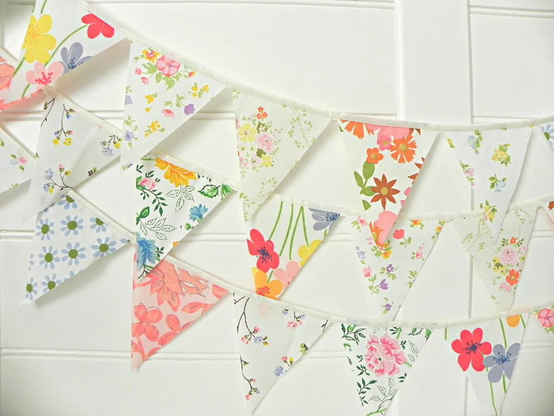 Vintage Floral Bunting Banner Garland for Cottagecore  Nurseries, Baby Showers, Birthday Parties,... | Etsy (US)