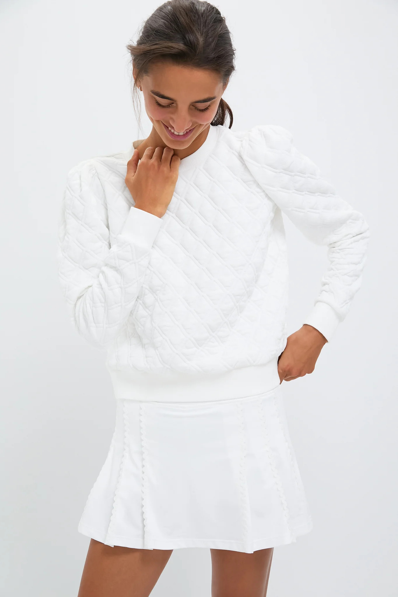 White Puff Sleeve Quilted Stretch Campbell Pullover | Tuckernuck (US)
