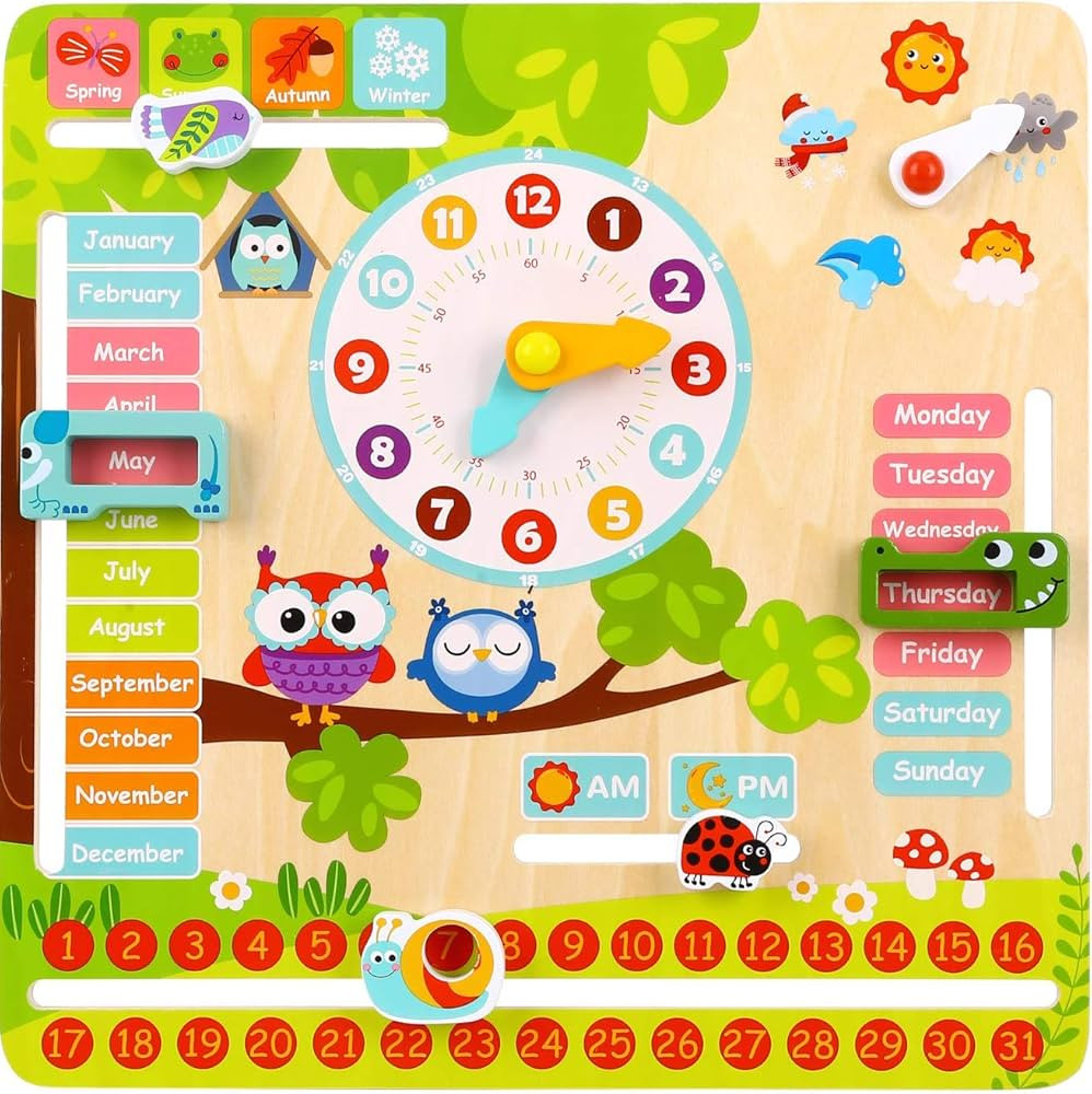 Pidoko Kids Montessori Toys for Toddlers 3 Years - All About Today Board - 4 Year Old Learning Ma... | Amazon (US)