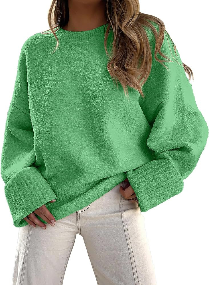 LOGENE Women's Oversized Sweater Crewneck Long Sleeve Soft Fuzzy Knit Pullover Sweaters 2025 Fall... | Amazon (US)