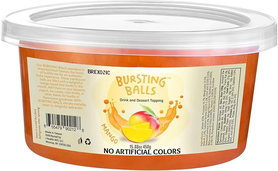 Mango Boba Pearls, Popping Boba Bursting Bubble Tapioca Pearls For Bubble Tea, No Artificial Colo... | Amazon (US)