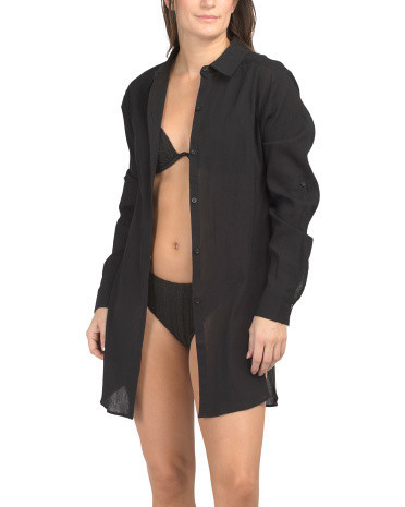 Marie Hi-lo Swim Cover-up Shirt for Women | Cotton | Marshalls