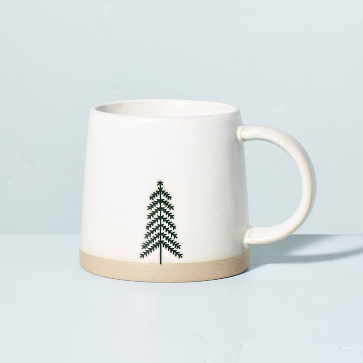 11oz Stoneware Winter Tree Mug Green/Cream/Clay - Hearth & Hand™ with Magnolia | Target