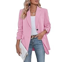 Cicy Bell Women's Blazers Casual Long Sleeve Notch Lapel Open Front Button Cuffs Work Office Blaz... | Amazon (US)