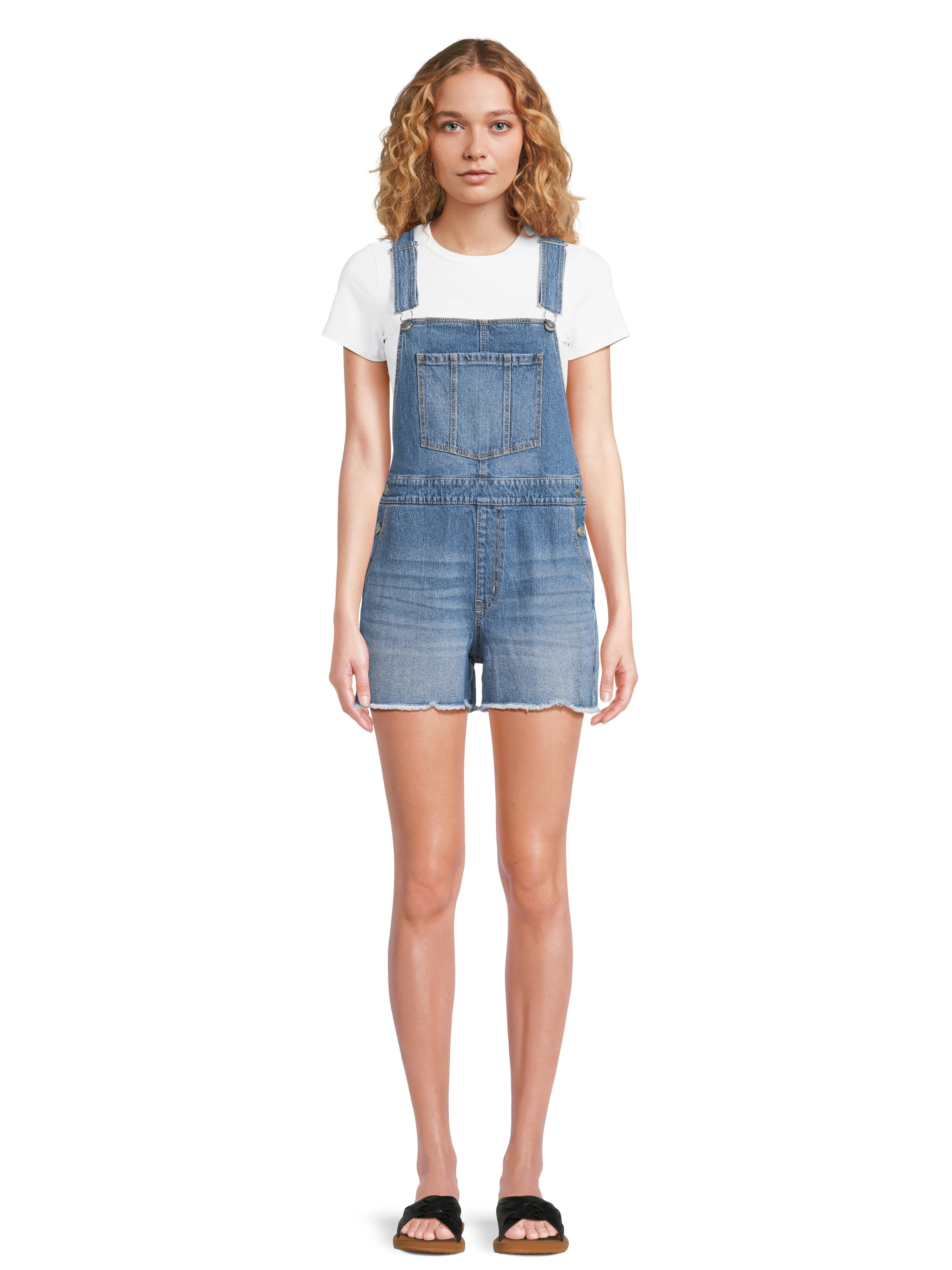 No Boundaries Juniors Relaxed Boyfriend Shortalls, 3.5" Inseam, Sizes XS-XXXL - Walmart.com | Walmart (US)