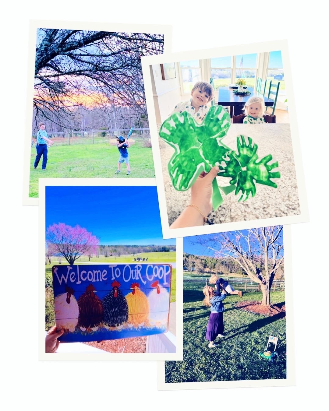 An American honey 🍯 kind of life 🫶🏽 out here on the farm 🚜🌸 raising our little country babies 👶🏼🩵 and we truly couldn’t be more grateful ☀️⚾️ - this week has been full of play dates with friends 🛝, our weekly local bible study 📖 group 💒 (& preschool class for J 🍎), library 📚 trips, festive 🍀 fun 🤩 handprint ✋🏽 crafts 🎨 (the former kindergarten teacher 👩‍🏫 in me lives for these 🤭), lovin’ on our baby chickadees 🐥 and chickens 🐓 (and look how adorable this new sign 🪧 for the coop one of our precious neighbors brought over 😍) 🧺🥚, homeschool preschool 🖼️ hands-on learning 🪴, and so much more!! 🌳 #camerarollfromtheweek #fridayphotodump

And happy FriYAY from mama’s sweetest little lucky charms!!! 👶🏼🍀 Goodness could they be any cuter?! 😍 Also… how precious did their little St. Patrick’s day clover ☘️ craft turn out!! 🎩💚 #saintpatricksdayweekend #mylittleluckycharms
