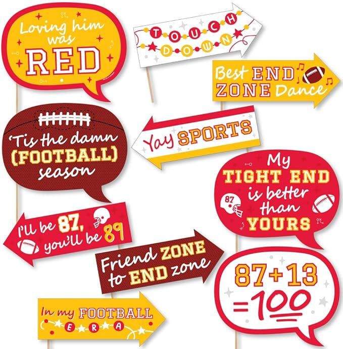 Big Dot of Happiness Funny in My Football Era - Red and Gold Sports Party Photo Booth Props Kit -... | Amazon (US)