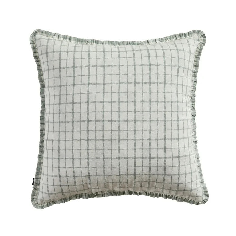 My Texas House 20" x 20" Dusty Green Gingham Plaid Reversible Decorative Pillow | Walmart (US)