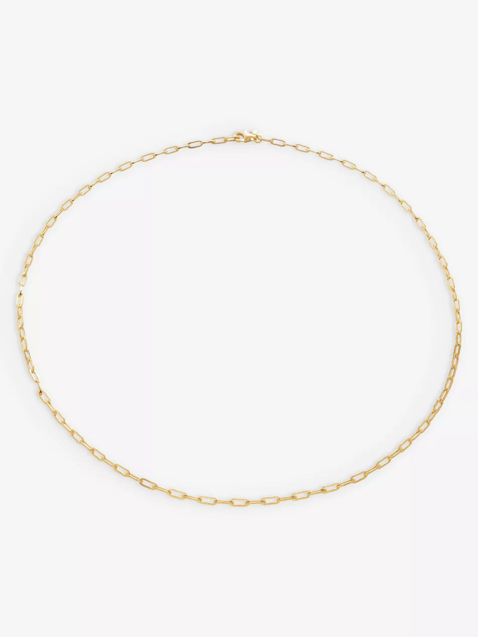 Mini paperclip-chain 18ct yellow gold-plated vermeil recycled sterling-silver choker necklace | Selfridges