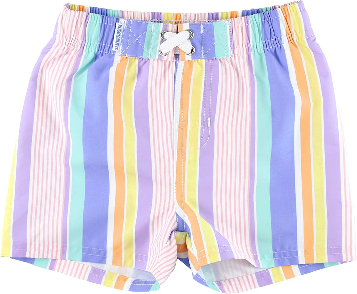 RUGGEDBUTTS Boys UPF50+ Sun Protection Striped Color Block Swim Trunks | Amazon (US)