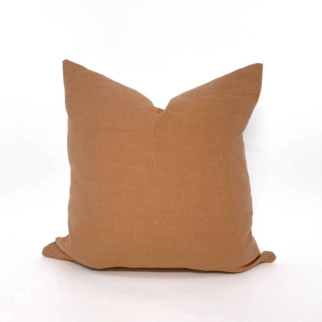 Terra Cotta Linen Pillow Cover - Etsy | Etsy (US)
