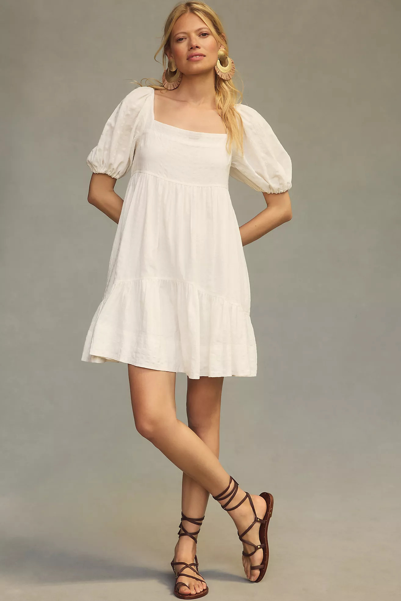 Pilcro Square-Neck Textured Babydoll Dress | Anthropologie (US)