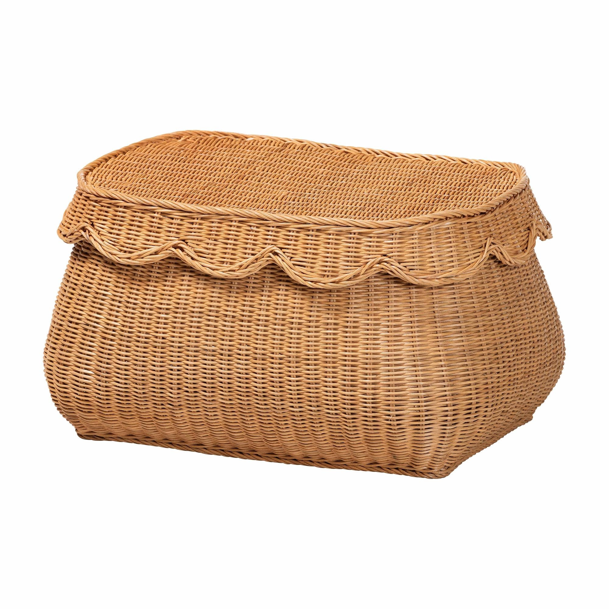 Bali & pari Ayleen Natural Rattan Basket with Scalloped Lid – Handwoven Wicker Storage Box, Boh... | Amazon (US)