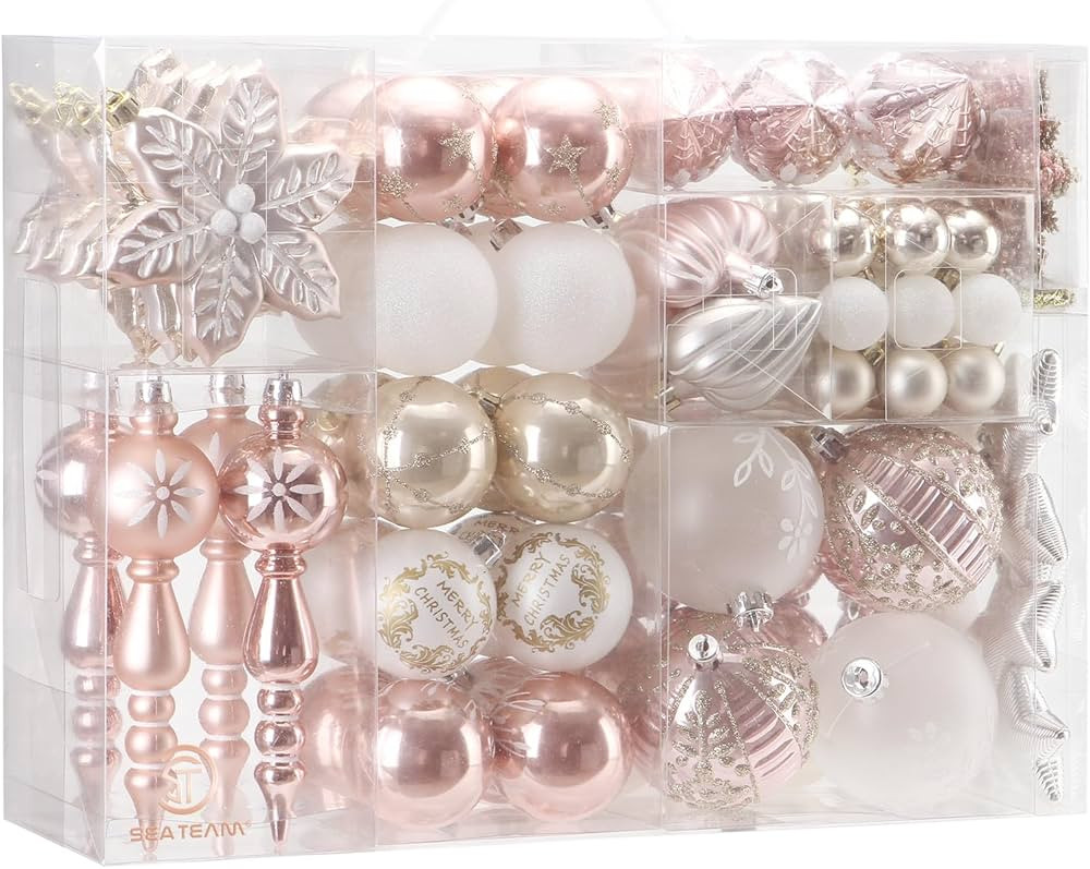 Sea Team 108-Pack Assorted Shatterproof Christmas Ball Ornaments Set Decorative Baubles Pendants ... | Amazon (US)