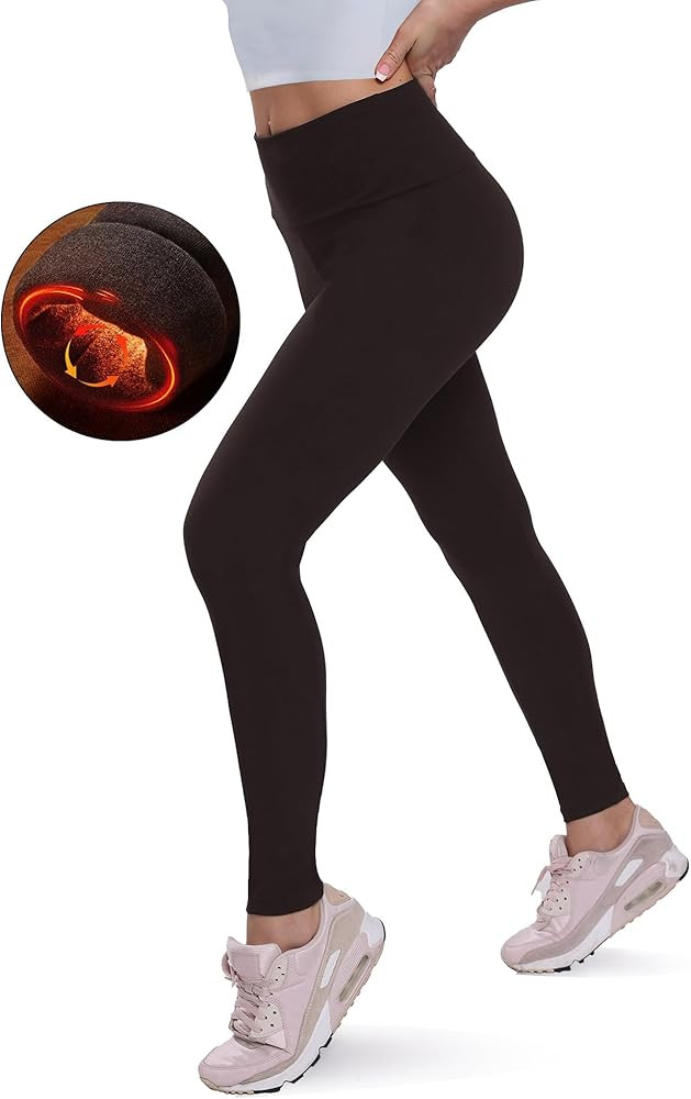 QGGQDD Fleece Lined Leggings Women - Black Tummy Control High Waisted Winter Thermal Warm Soft Yo... | Amazon (US)
