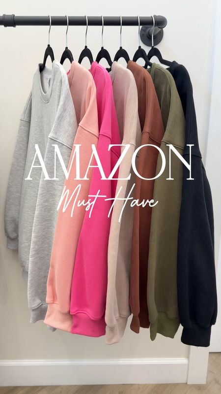 Under $40 Go to oversized sweatshirt from Amazon. I wear these so much! We all need an easy to throw it on and go comfy sweatshirt
I love these two styles (basically the same thing …diff brands but it’s the colors for me) so medium across the board 
sz 4 lululemon align leggings (my favorite) linking an under $30 Target version …super similar 
Anrabess brand: Light Grey, pink, and hot pink 
Efan brand:  beige(color coffee grey), brown, army green, and black
#ltku

#LTKVideo #LTKfindsunder50 #LTKSeasonal