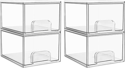 Vtopmart 4 Pack Stackable Makeup Organizer Storage Drawers, Acrylic Bathroom Organizers，Clear P... | Amazon (CA)
