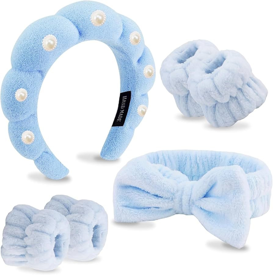 Aopwsrlyi 6 Pcs Spa Headband and Wristband Set, Bubble Skincare Headbands for Washing Face, Puffy... | Amazon (US)