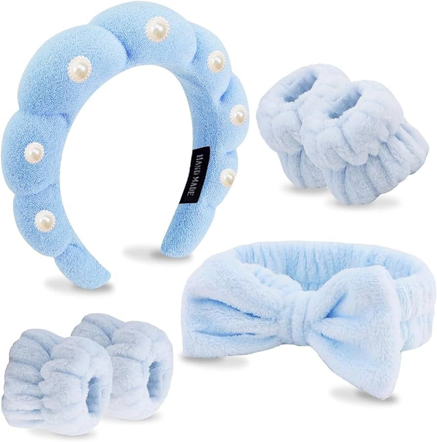 Aopwsrlyi 6 Pcs Spa Headband and Wristband Set, Bubble Skincare Headbands for Washing Face, Puffy... | Amazon (US)