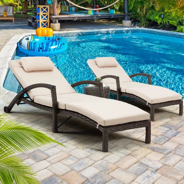 Miluse Outdoor Wicker Chaise Lounge - Set of 2 | Wayfair North America