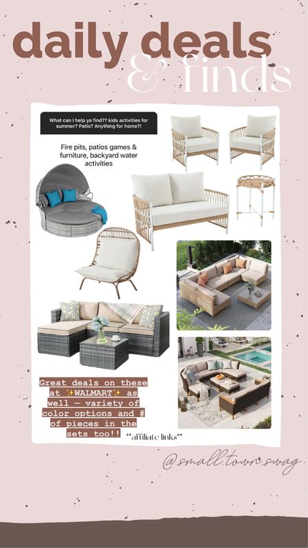 Walmart patio finds — several on sale or special this week! Variety of colors and number of pieces in some of the sets as well!

Target outdoor, target patio, target outdoor living, target home, target deals, target sale, outdoor, patio furniture, summer barbecue, outdoor furniture, sofa, couch, table chairs, target furniture, Walmart home, Walmart patio, Walmart outdoor, Walmart outdoor living, Walmart patio furniture, Walmart furniture, fire pit, gas fire pit, outdoor entertaining, backyard barbecue 

#LTKhome #LTKSeasonal #LTKparties